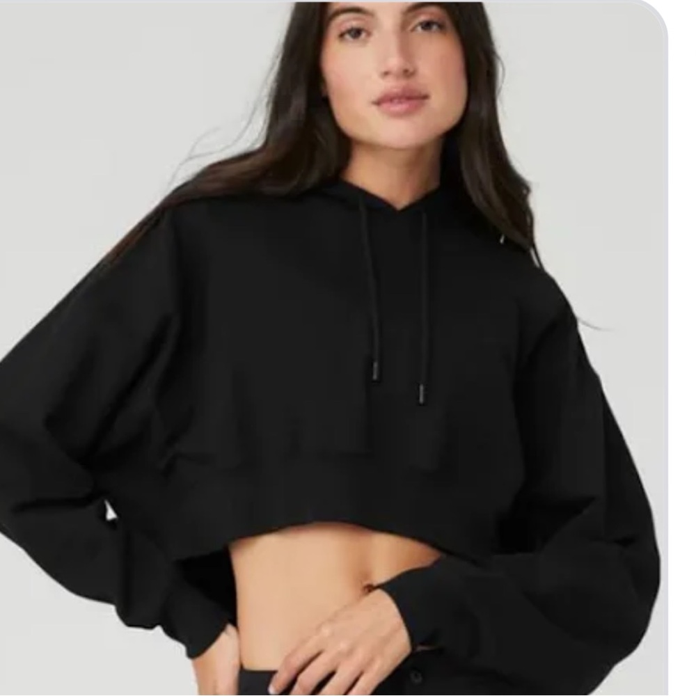 Alo double take black cropped hoodie xs